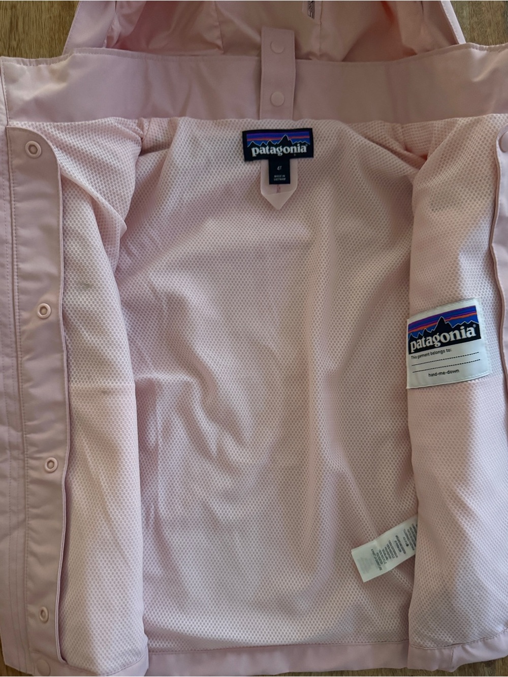Patagonia Kids Light Pink Hooded Raincoat - Picture 2 of 2